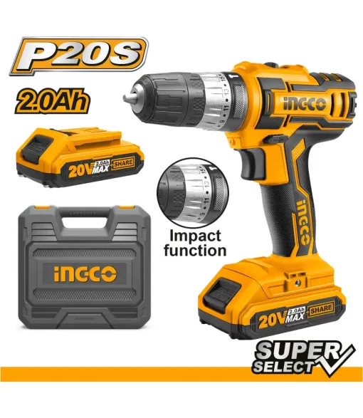 Ingco Lithium-Ion Cordless Drill 20V (CDLI200215)