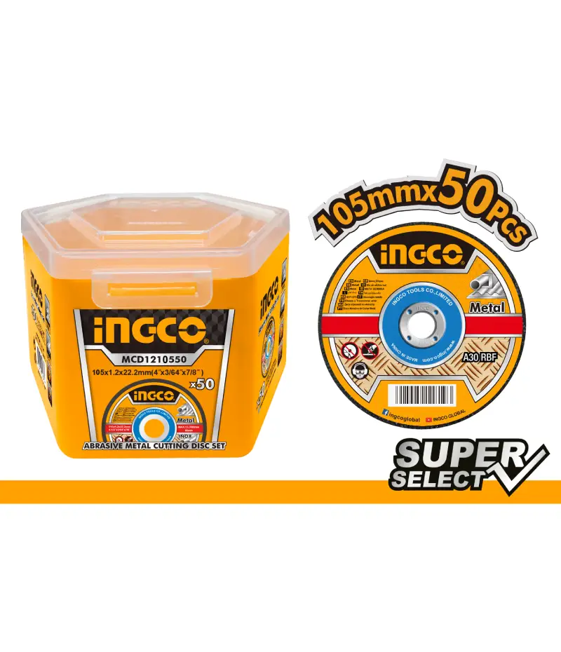 Ingco 4″ / 105mm  Abrasive Metal Cutting  Disc Set (MCD1210550)