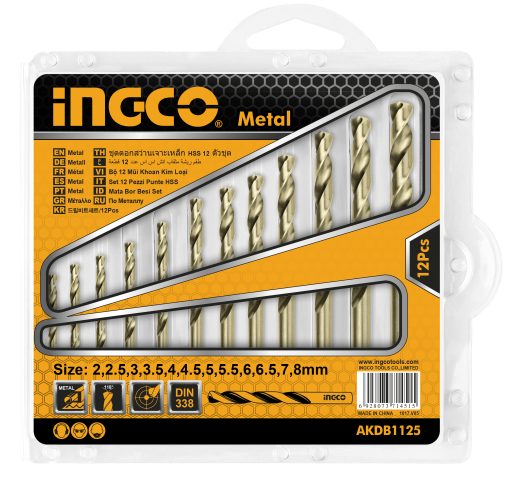 12-Piece HSS Twist Drill Bits Set