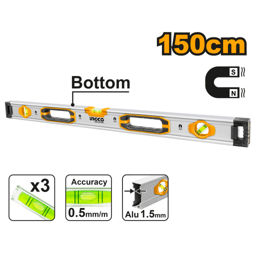 150cm Spirit Level with Powerful Magnets