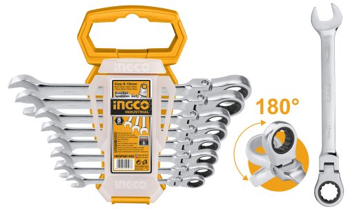 8-Piece Flexible Ratchet Spanner Set