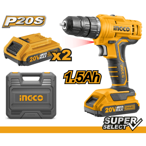 Ingco Lithium-Ion 20V Cordless Drill (CDLI20012)